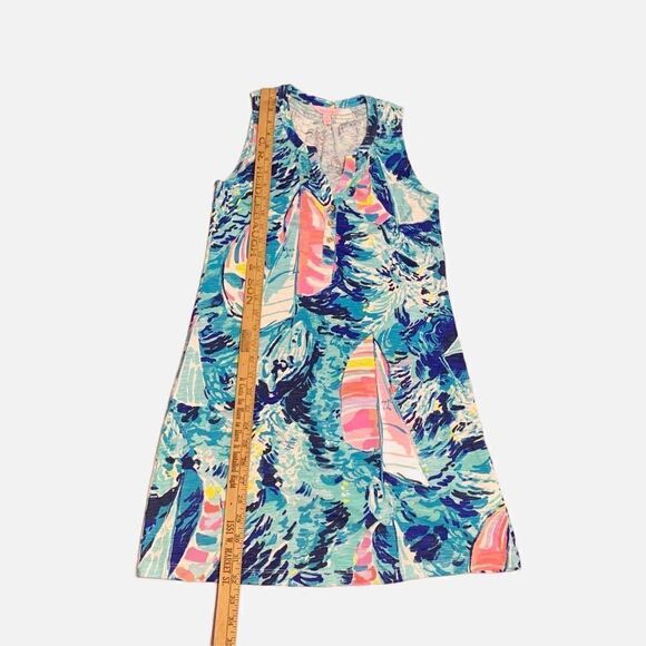 Lilly Pulitzer Essie Dress Sparkling Blue Hey Bay Bay Sailboat Print Women’s XXS - Picture 12 of 12